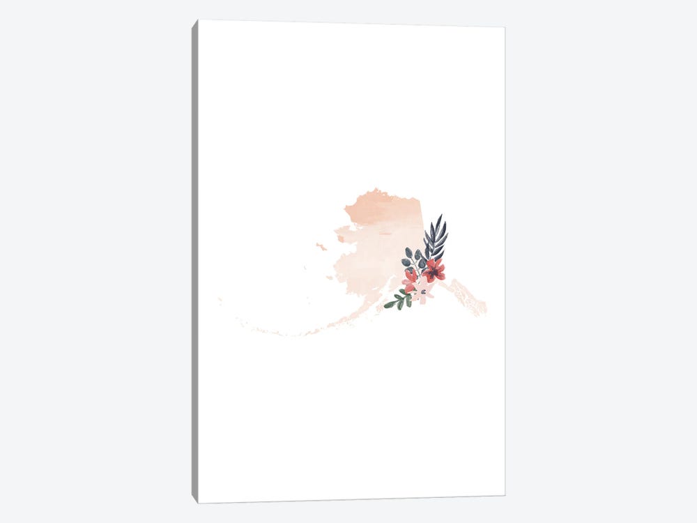 Alaska Floral Watercolor State by Typologie Paper Co 1-piece Canvas Art Print