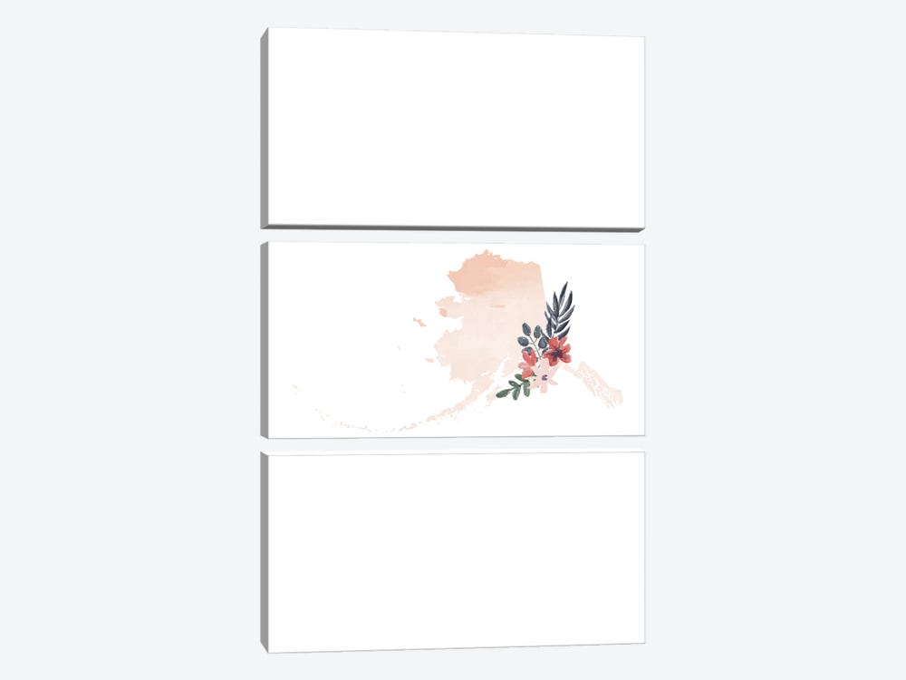 Alaska Floral Watercolor State by Typologie Paper Co 3-piece Art Print