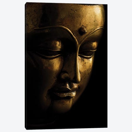 Gold Buddha On Black Canvas Print #TQU111} by Tom Quartermaine Canvas Art Print