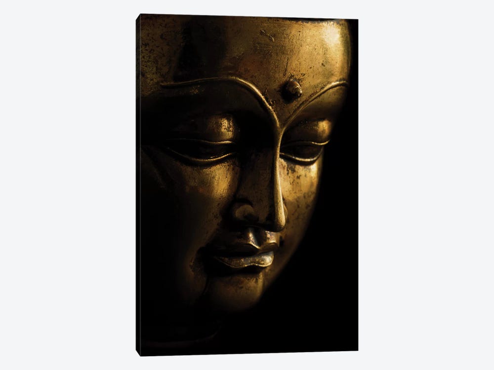 Gold Buddha On Black by Tom Quartermaine 1-piece Canvas Print