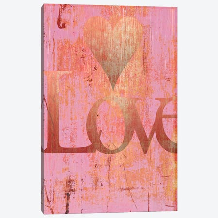 Gold Love And Heart On Pink Canvas Print #TQU113} by Tom Quartermaine Canvas Print