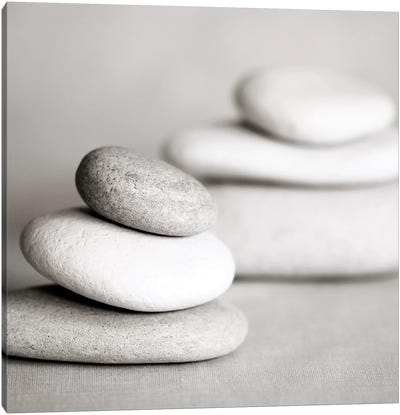 Piles Of Stones B&W I Canvas Art Print - Zen Décor
