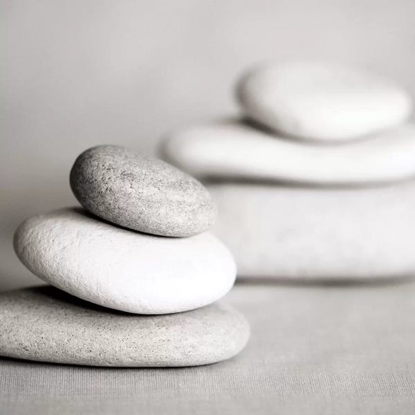Tom Quartermaine: Piles Of Stones B&W I by Tom Quartermaine