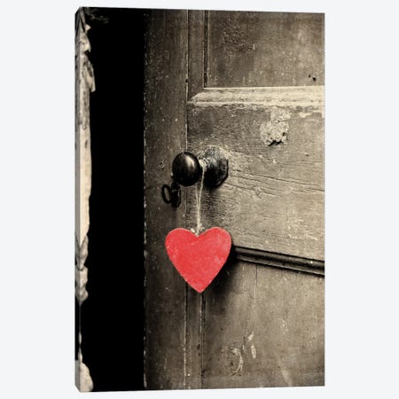 Antique Door With Red Heart Canvas Print #TQU21} by Tom Quartermaine Canvas Art