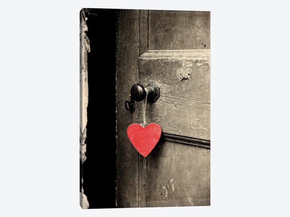 Antique Door With Red Heart by Tom Quartermaine 1-piece Canvas Artwork