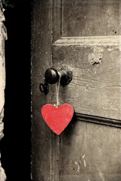 Tom Quartermaine: Antique Door With Red Heart by Tom Quartermaine