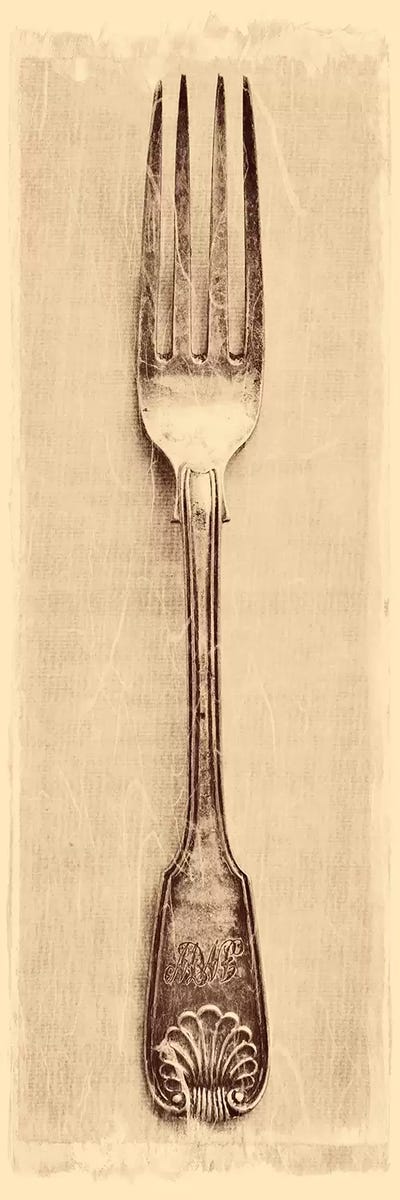 Antique Fork by Tom Quartermaine framed canvas print