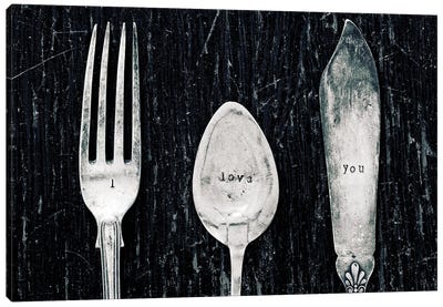 Antique Knife, Fork, And Spoon Canvas Art Print - Tom Quartermaine