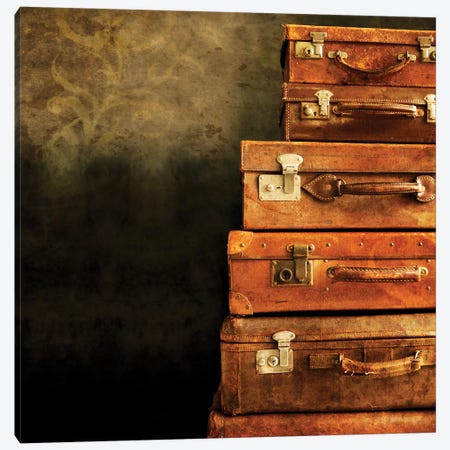 Antique Luggage Suitcases Canvas Print #TQU24} by Tom Quartermaine Canvas Art Print