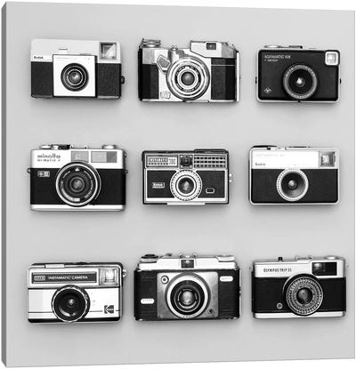 Set Of 9 Antique Cameras Canvas Art Print - Photography as a Hobby