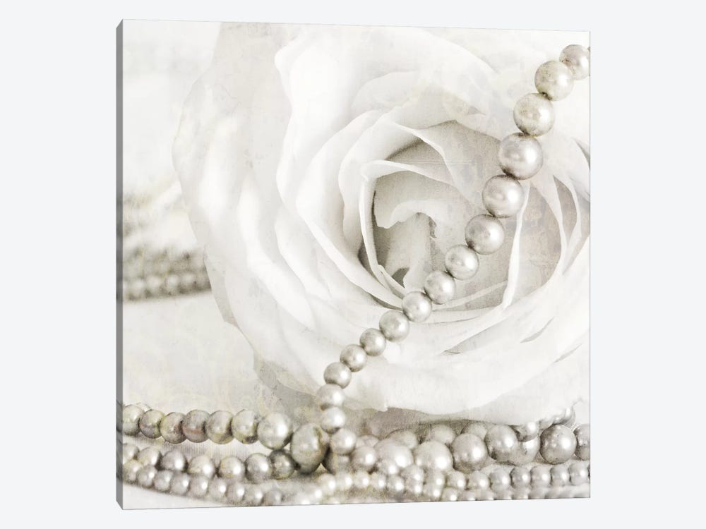 White Rose With Pearls by Tom Quartermaine 1-piece Canvas Art Print