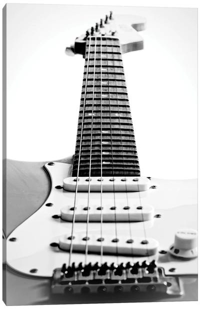 Black and White Guitar Side Canvas Art Print - Black & White Photography