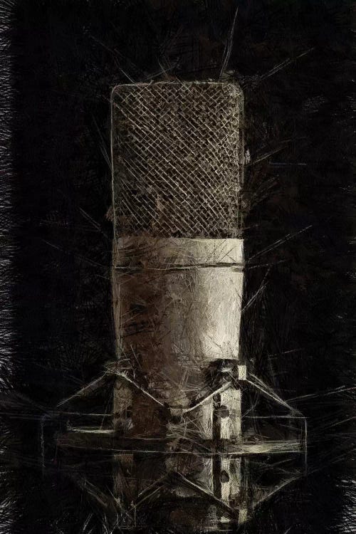 Black and White Microphone Illustration by Tom Quartermaine wall art