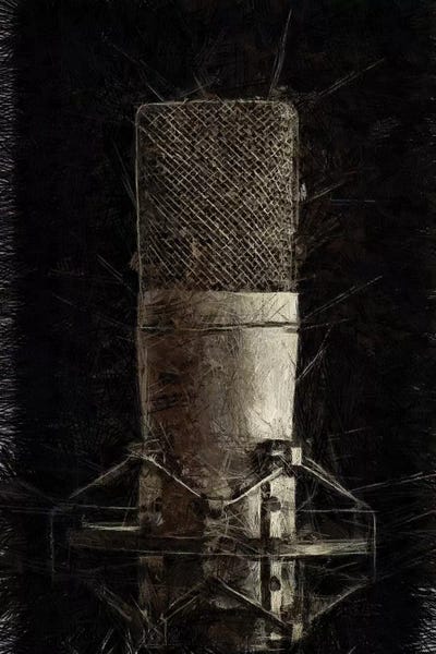Tom Quartermaine: Black and White Microphone Illustration by Tom Quartermaine