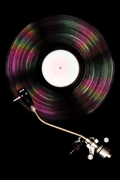 '70s Music: Spinning Record Portrait Colour by Tom Quartermaine