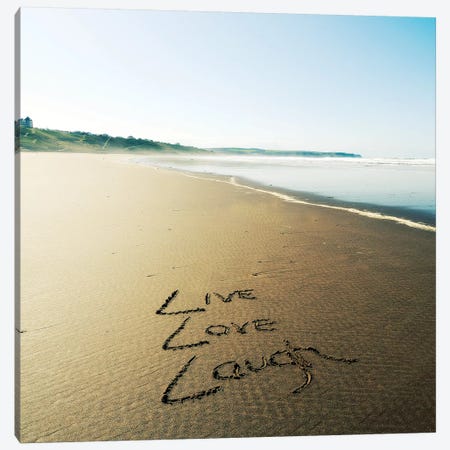 Beach Writing Live Love Laugh Canvas Print #TQU53} by Tom Quartermaine Canvas Art Print