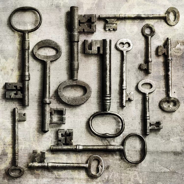 Collection Of Antique Keys In A Square