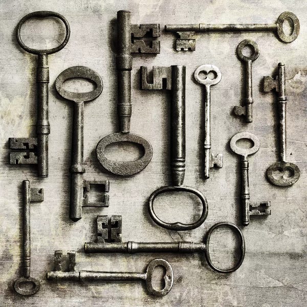 Tom Quartermaine: Collection Of Antique Keys In A Square by Tom Quartermaine