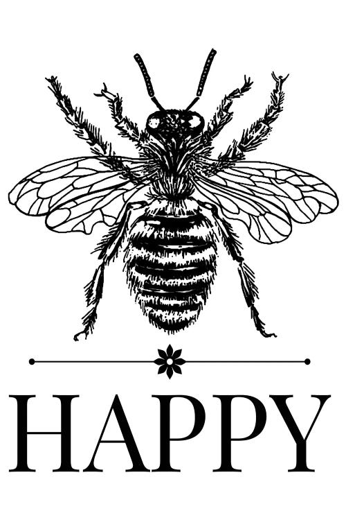 Bee Happy Vintage Art