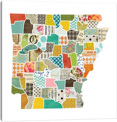 Arkansas Quilted Collage Map Canvas Art Print - Traci Anderson