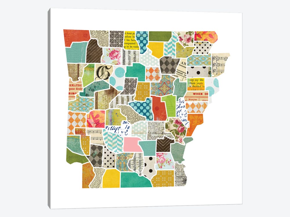 Arkansas Quilted Collage Map by Traci Anderson 1-piece Art Print