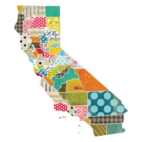 Traci Anderson: California Quilted Collage Map by Traci Anderson