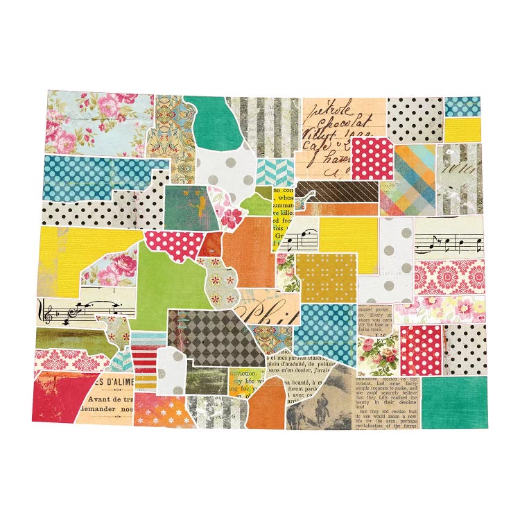 Colorado Quilted Collage Map by Traci Anderson wall art