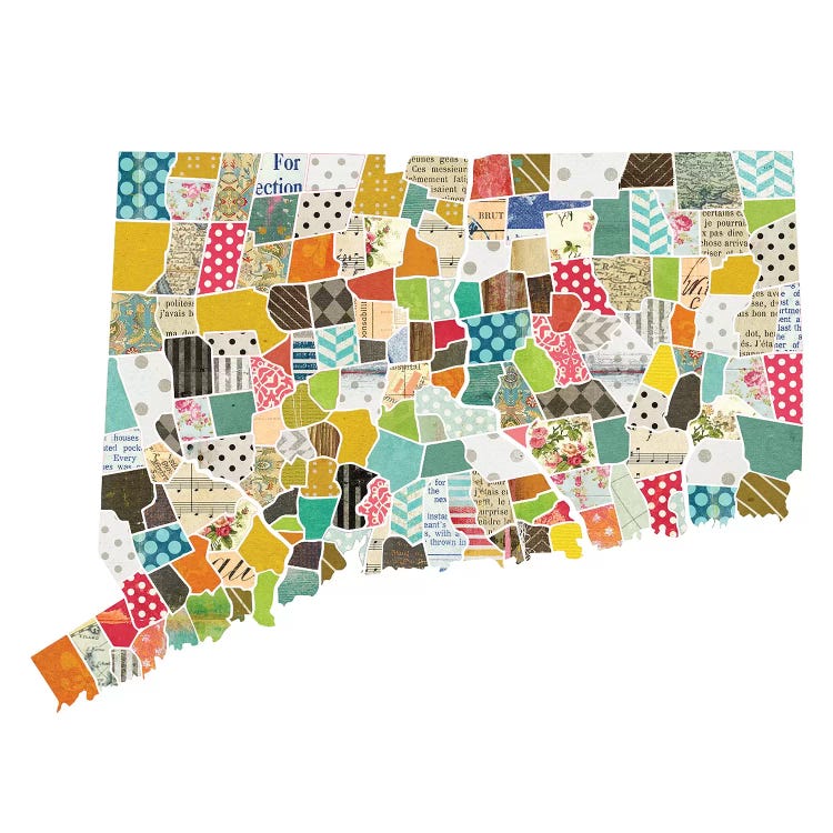 Connecticut Quilted Collage Map by Traci Anderson wall art