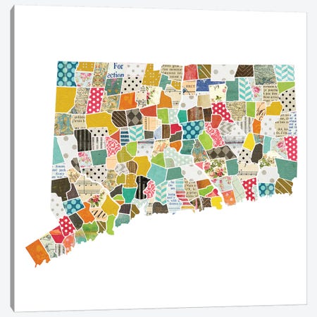 Connecticut Quilted Collage Map Canvas Print #TRA158} by Traci Anderson Canvas Print