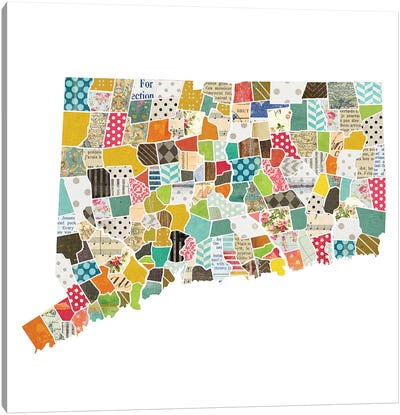 Connecticut Quilted Collage Map Canvas Art Print - Traci Anderson