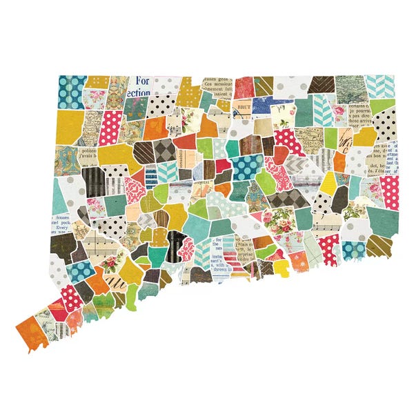 Kids Map Art: Connecticut Quilted Collage Map by Traci Anderson