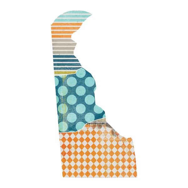 Delaware: Delaware Quilted Collage Map by Traci Anderson