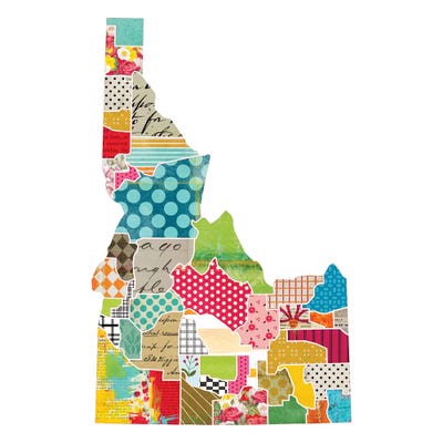 Idaho Quilted Collage Map by Traci Anderson art print