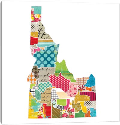 Idaho Quilted Collage Map Canvas Art Print - State Maps