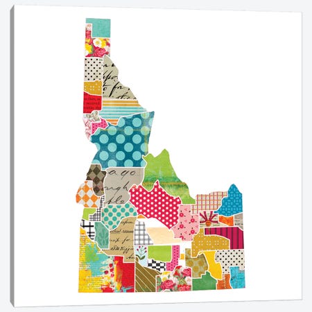 Idaho Quilted Collage Map Canvas Print #TRA162} by Traci Anderson Canvas Wall Art