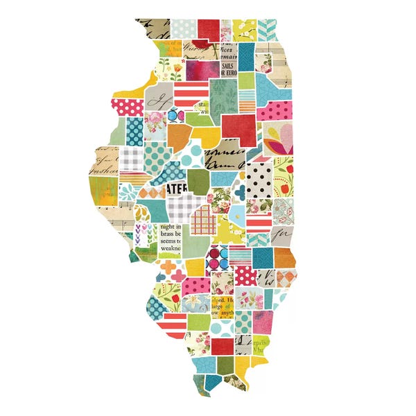Traci Anderson: Illinois Quilted Collage Map by Traci Anderson