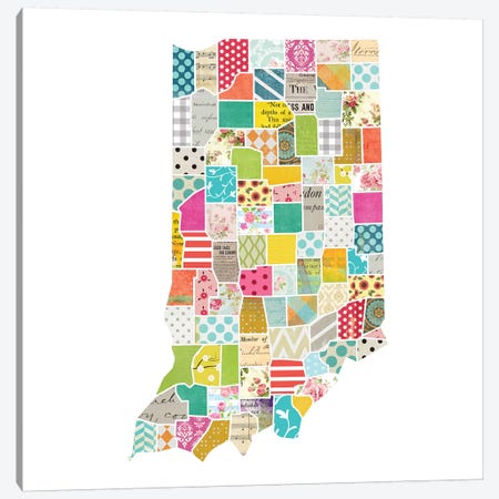 Indiana Quilted Collage Map Canvas Print #TRA164} by Traci Anderson Art Print