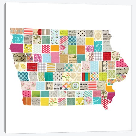 Iowa Quilted Collage Map Canvas Print #TRA165} by Traci Anderson Art Print