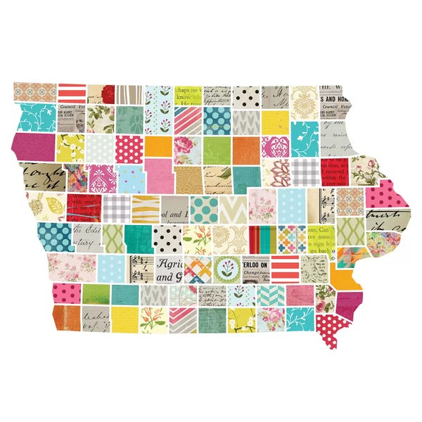 Traci Anderson: Iowa Quilted Collage Map by Traci Anderson