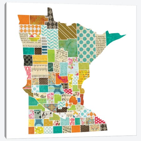 Minnesota Quilted Collage Map Canvas Print #TRA166} by Traci Anderson Canvas Art Print