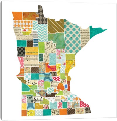 Minnesota Quilted Collage Map Canvas Art Print - Minnesota Art