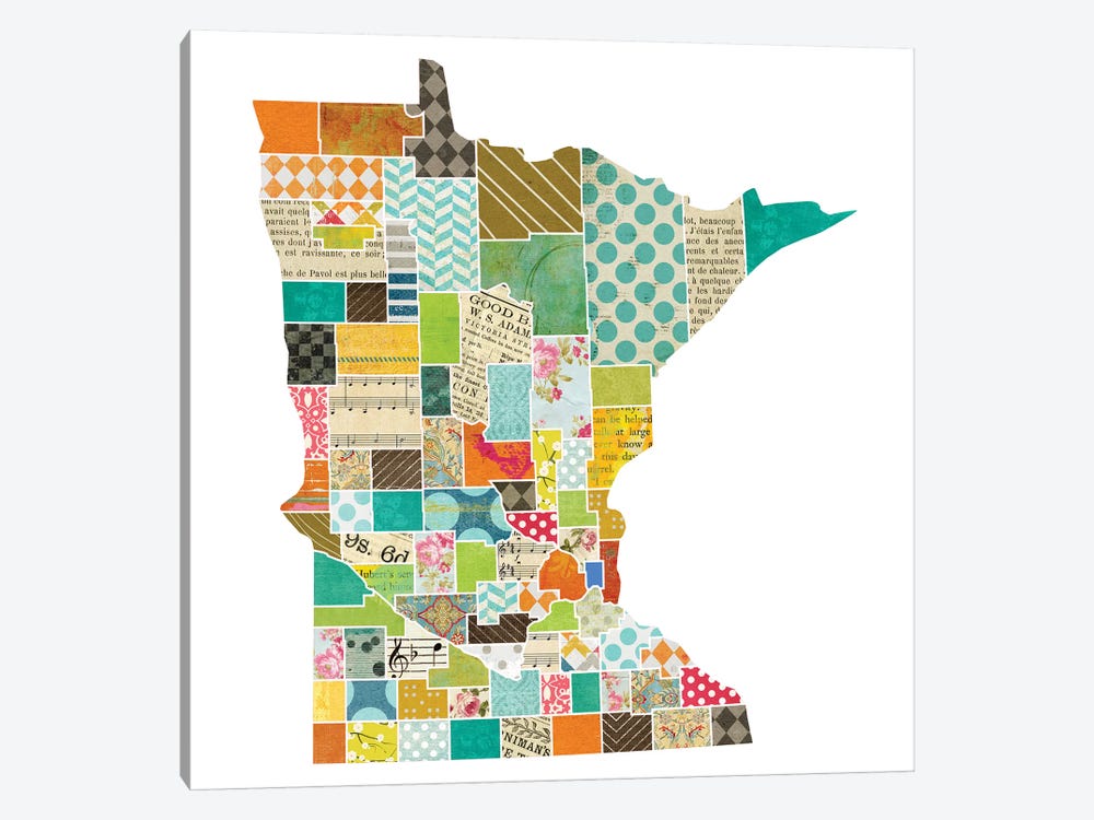 Minnesota Quilted Collage Map by Traci Anderson 1-piece Art Print