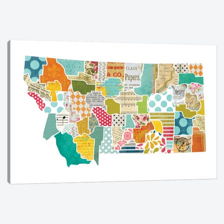 Montana Quilted Collage Map Canvas Print #TRA167} by Traci Anderson Canvas Art Print