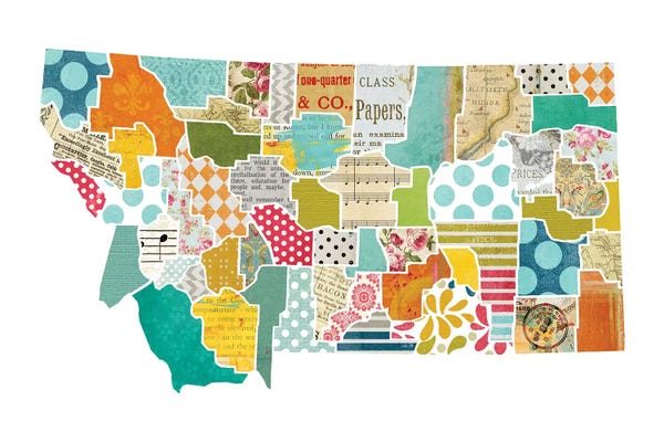 Traci Anderson: Montana Quilted Collage Map by Traci Anderson