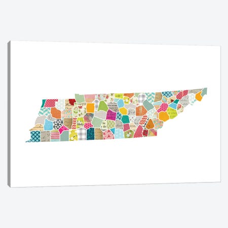 Tennessee Quilted Collage Map Canvas Print #TRA168} by Traci Anderson Canvas Artwork