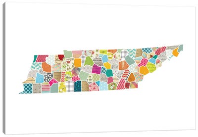 Tennessee Quilted Collage Map Canvas Art Print - Traci Anderson