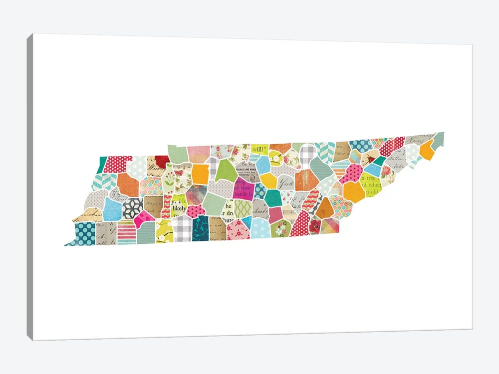 Tennessee Quilted Collage Map 1-piece Canvas Art Print