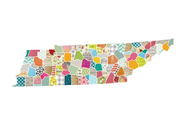 Traci Anderson: Tennessee Quilted Collage Map by Traci Anderson