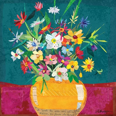 Collage Flower Pot Still Life by Traci Anderson framed wall art
