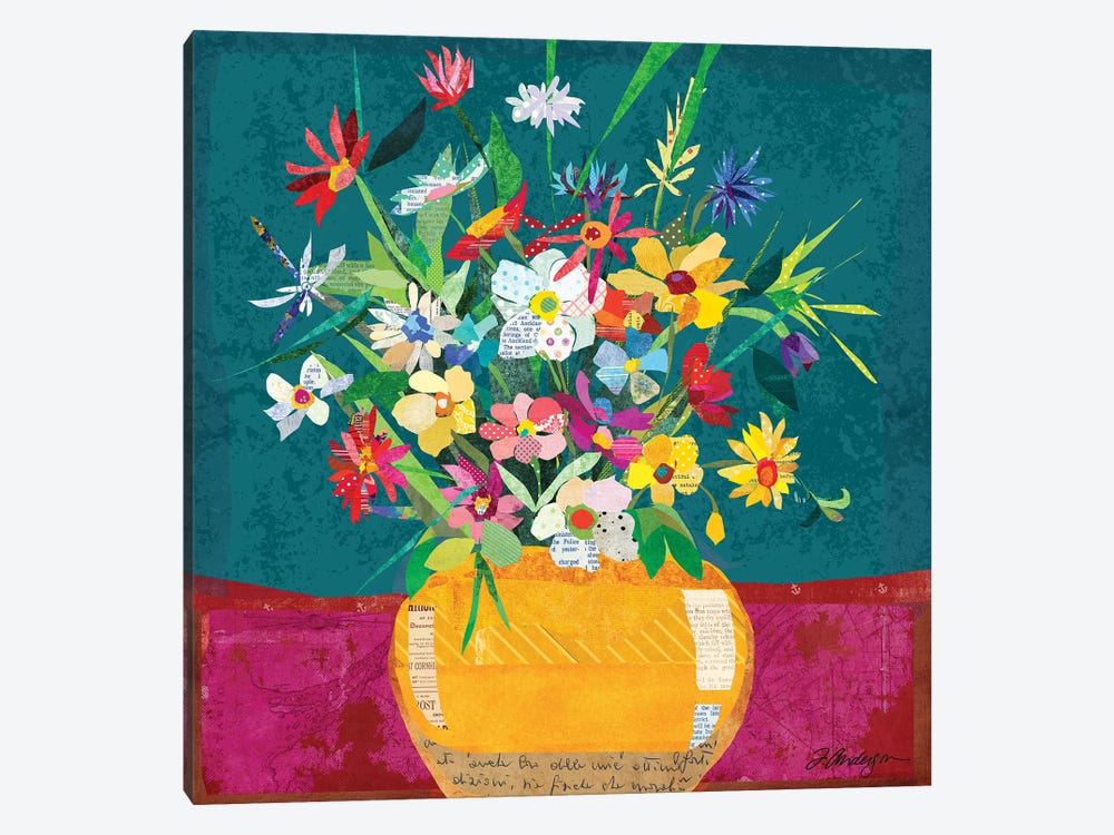 Collage Flower Pot Still Life by Traci Anderson 1-piece Canvas Art